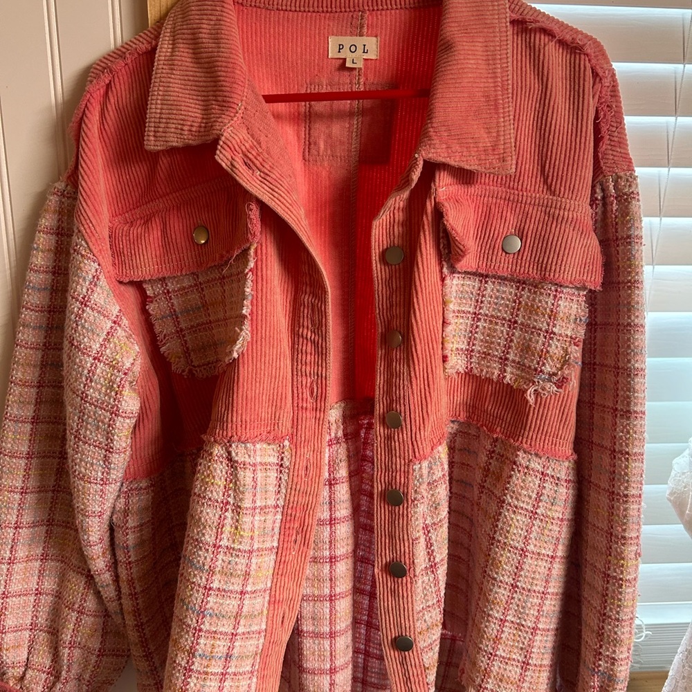 POL Pink Corduroy and Tweed Patchwork Jacket
